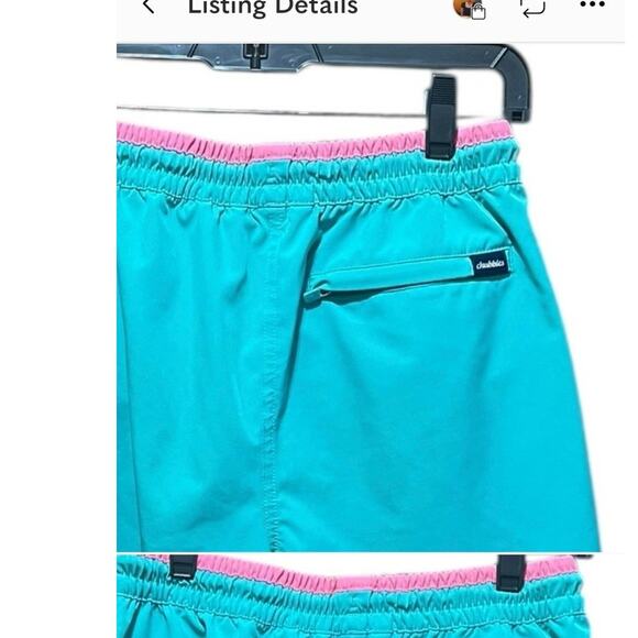 Chubbies mens swim trunks athletic shorts turquoice green blue size medium - Picture 4 of 8